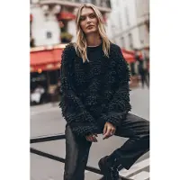 Mikuta The Black Frayed Knit Sweater Black Talla: XL | Manga Larga Outlet | Mujer | Negro