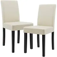 En.casa Juego de 2 sillas de comedor "Hamburgo", tapizadas en cuero sintético, con patas de madera, color crema