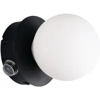TRIO Lighting Aplique de pared Alfio, Ø 11 cm, negro mate, metal/cristal, IP44