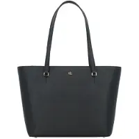 Ralph Lauren para mujer. 431924351001 Bolso tote Karly mediano de piel cruzada negro (OSFA), Casual, Clásico, out