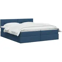 vidaXL : Cama con espacio de almacenamiento y cabecero, 2 unidades, azul, cuero sintético