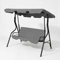 HomeShopXL Banco de jardín para 3 personas, color gris. Columpio de metal compacto para jardín, resistente a la intemperie. Dimensiones: 170 x 110 x 153 cm. Cómodo banco columpio para balcón y terraza. [11492B]