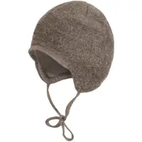 Maximo - Baby's Jersey Fleece Mütze m. Band - Gorro size 45 cm, marrón/gris