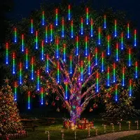 Lapamax Guirnalda de luces LED efecto lluvia de meteoritos, resistente al agua, para uso en exteriores, ideal para decoración navideña, bodas, fiestas, jardines y árboles. 30 cm, 8 tubos, de colores