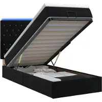 Syfax Cama tipo otomana con colchón y LED Negro 100 x 200 cm