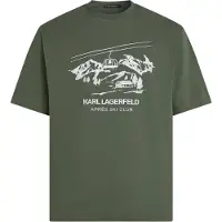 Karl Lagerfeld Camiseta 'Après Ski Club' oliva / blanco
