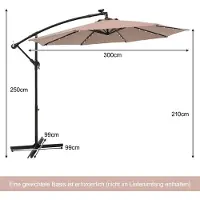 Northix Sombrilla solar para terraza con 40 luces LED, 300 cm, color beige