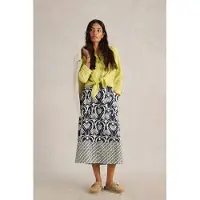 White Stuff Elle Linen Blend Skirt Navy Print Talla: 24 REGULAR | Faldas Midi Outlet | Mujer | Blanco