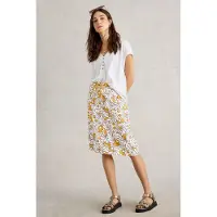 White Stuff Evie Linen Blend Skirt Yellow Print Talla: 20 REGULAR | Faldas Midi Outlet | Mujer | Blanco