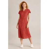 White Stuff Ellie Linen Jersey Dress Red Multi Talla: 22 REGULAR | Vestidos Midi Outlet | Mujer | Blanco
