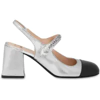 Moschino Mary Jane In Cracklé And Patent Leather Silver Talla: 38 | Pumps Outlet | Mujer | Gris