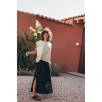 Mikuta The Black Long Knitted Skirt Black Talla: M | Faldas Maxi Outlet | Mujer | Negro