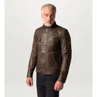 Belstaff para hombre. 106526 Cazadora de piel Gangster Nubuck marrón (50), Casual, Taupe, outlet 2026.