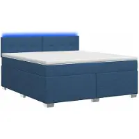 vidaXL Cama con somier y colchón, con iluminación LED azul, 140 x 190 cm, tapizada en tela