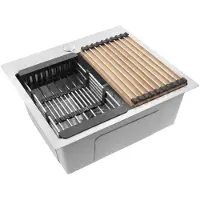 REA Fregadero De Acero Inoxidable Leo 50 + 3 Accesorios Beige Brush Nickel50X45X18,5Cm