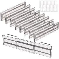 OEM Distribuidor de cajones ajustable, juego de 8 piezas, color gris, plástico, organizador de escritorio