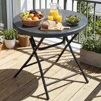 StarTech.com Mesa plegable para jardín - Mesa para camping - Mesa redonda con tablero de 80 cm - Altura de 74 cm - Color negro - Estructura de acero inoxidable - Para 4 personas