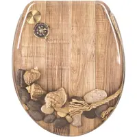 Woltu Asiento de inodoro con sistema de cierre automático, diseño decorativo, tapa de inodoro de duroplástico, tapa de inodoro estable, alta calidad, asiento de inodoro ovalado, color beige