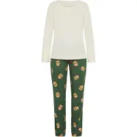 LASCANA Pijama capuchino / verde oscuro / rojo / blanco
