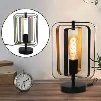 ZMH Lámpara de mesa industrial vintage , giratoria, ideal para decoración, lámpara de noche de metal E27, con bombilla LED intercambiable, pantalla giratoria