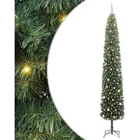 vidaXL Árbol de Navidad artificial con 300 luces LED, base incluida, color verde, 300 cm