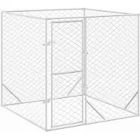 vidaXL - Jaula para perros para exteriores, color plateado, 2x2x2 metros, acero galvanizado