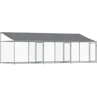 vidaXL Jaula para perros con techo y puertas, color gris, 6x2x2 metros, acero galvanizado