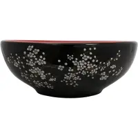 vidaXL Lavabo de encimera, negro y rojo, redondo, Ø 41 x 14 cm, de cerámica