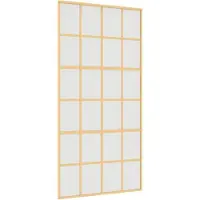 vidaXL Puerta corredera dorada de 102,5 x 205 cm, con vidrio ESG esmerilado y marco de aluminio