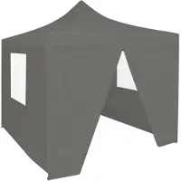 vidaXL Tienda de fiesta plegable con 4 paredes laterales, de 3 x 3 metros, color antracita