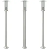 vidaXL Juego de 3 faroles Wegeleuchten, color plateado, 100 cm, acero inoxidable