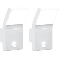 vidaXL : Juego de 2 faroles LED para exterior con sensor, color blanco, fabricados en aluminio fundido