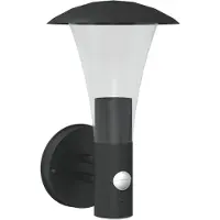 vidaXL Lámpara de exterior para pared, marca , color negro, acero inoxidable, con sensor de movimiento