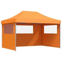 vidaXL Tienda de campaña plegable tipo pop-up para fiestas, con 3 paneles laterales, color naranja