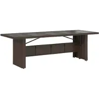 vidaXL Mesa de jardín con tablero de vidrio, color marrón, 240x90x75 cm, fabricada en ratán sintético