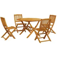 vidaXL Juego de mesa y sillas de jardín de 5 piezas, plegable, de madera maciza de acacia