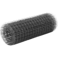 vidaXL Valla de alambre de acero con revestimiento de PVC, 25 x 0,5 metros, color gris