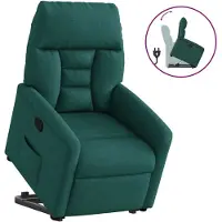 vidaXL Sillón reclinable Relax de , con ayuda para levantarse, color verde oscuro, tapizado en tela