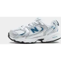 New Balance unisex para niños. I530V1_KL Zapatillas de piel 530 Bungee Lace blanc, plateado (21), Blanco, Plata, Plano, Cordones, Casual, De