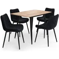 Vicco Conjunto de mesa de comedor Beaver Roble dorado/ 110 x 70 cm con 4 sillas, , Model 62746