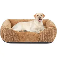 Markenlos Cama para perros de tamaño mediano y pequeño. Lavable, antistrés, antideslizante y con bordes elevados (76 x 61 x 23 cm)