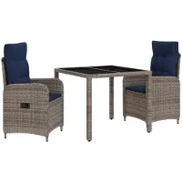 Syfax Juego de comedor para exteriores 3 uds. Grey and Navy Blue