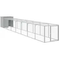 vidaXL Jaula para gallinas con espacio exterior, gris claro, 110x813x110 cm, acero galvanizado