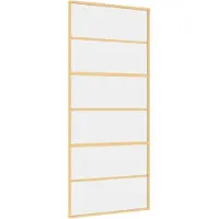vidaXL Puerta corredera , color dorado, 90x205 cm, con vidrio templado transparente y marco de aluminio