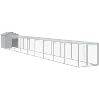 vidaXL Jaula para gallinas con área de esparcimiento, gris claro, 117x1017x123 cm, acero galvanizado