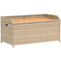 vidaXL Banco con espacio de almacenamiento, mezcla de color beige, 100x50x52 cm, tejido de polirratán, madera de acacia