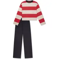 Schiesser Pijama beige / azul oscuro / rojo