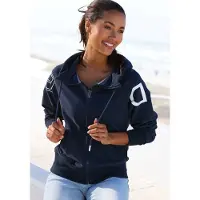 Elbsand Sudadera con cremallera azul noche / blanco