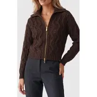 Guess Marciano GUESS Adenora Zipped Cardi Chocolate Brownie Mu Talla: M | Sudaderas con Capucha Outlet | Mujer | Marrón