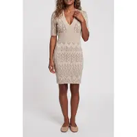 Guess Marciano GUESS Billie Monog V Neck Geom M Buff Taupe /d Talla: 42 | Vestidos Midi Outlet | Mujer | Negro